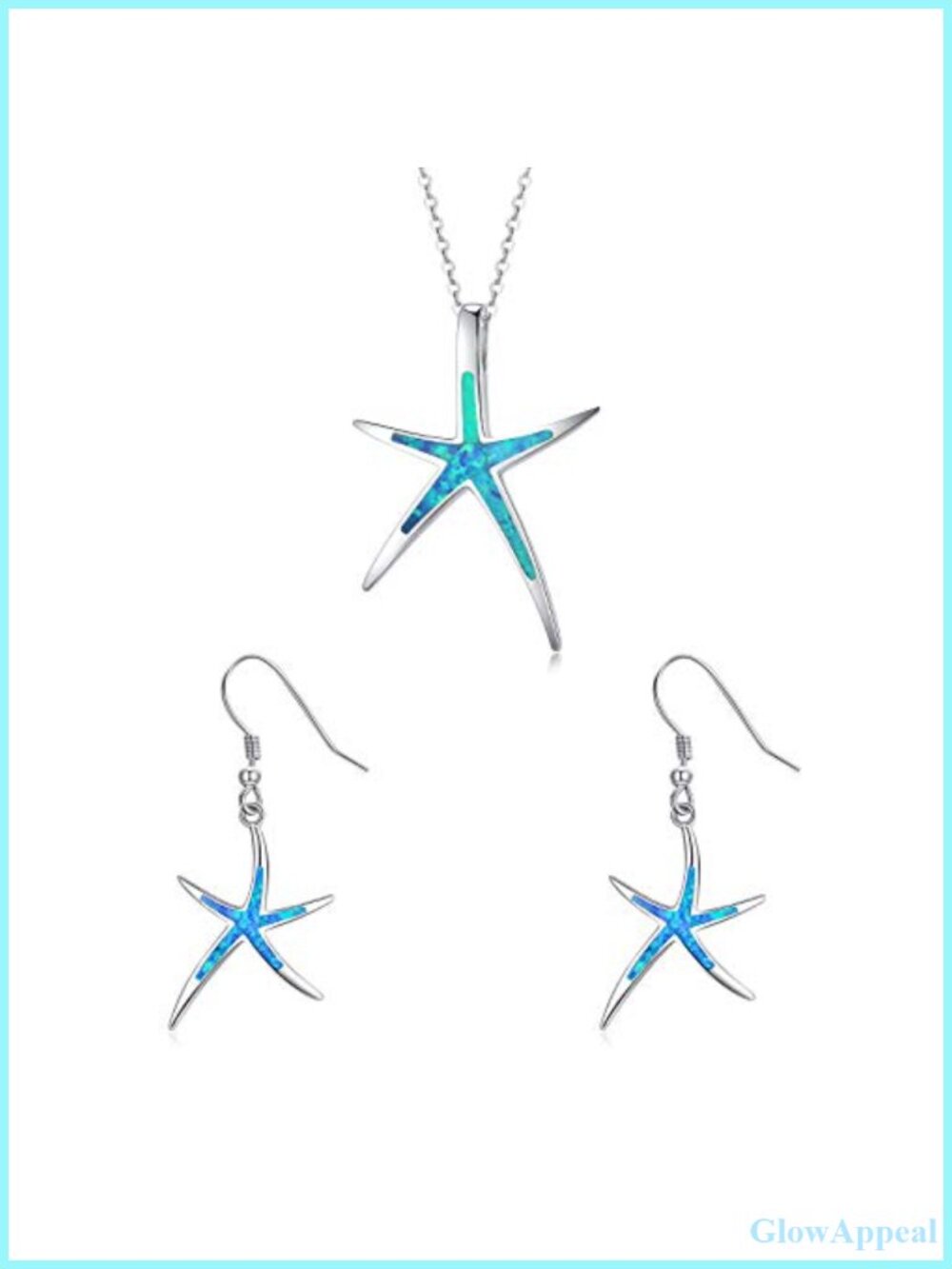 925 Sterling Silver Starfish Jewelry Set Necklace & Earrings